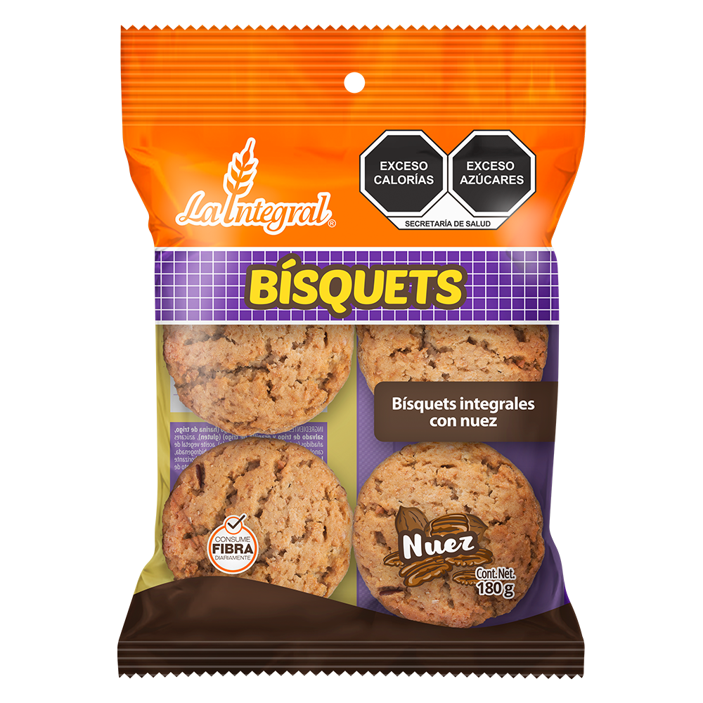Galletas saludables con fibra La Integral Familia Bisquets Nuez Galletas saludables con fibra La Integral Familia Bisquets Nuez